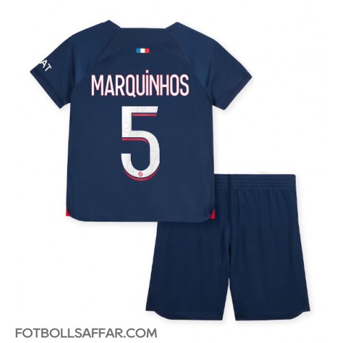 Paris Saint-Germain Marquinhos #5 Hemmadräkt Barn 2023-24 Kortärmad (+ Korta byxor)
